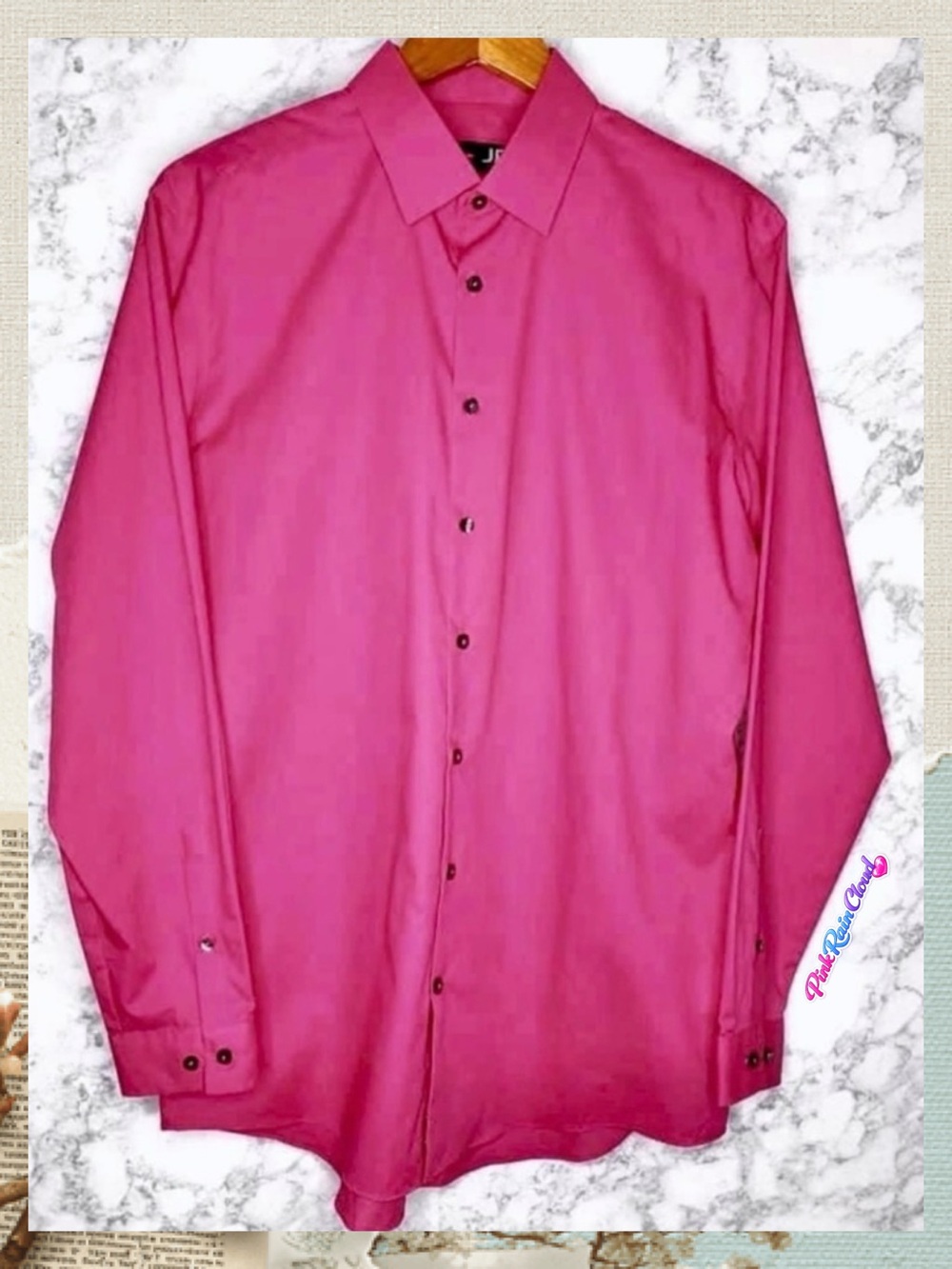 J. Ferrar Pink Slim Fit Dress Shirt Men’s Size Large